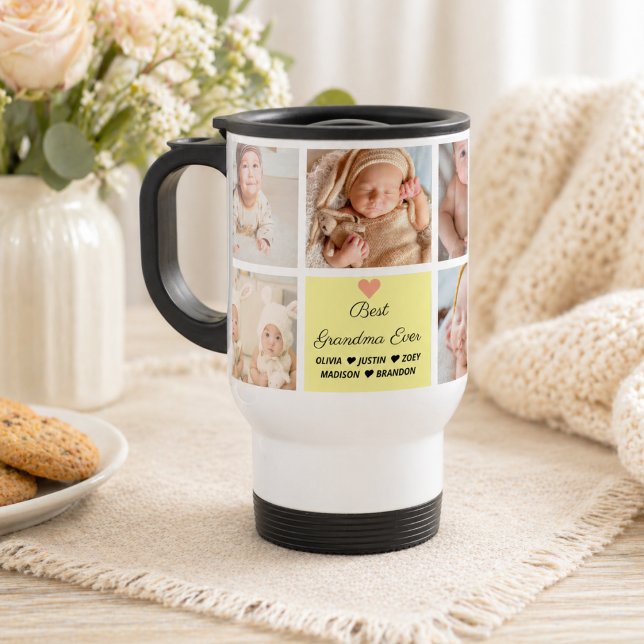 Mug De Voyage Meilleure Grand-mère Ever Collage de 8 Photos (Best Grandma Ever 8-Photo Collage Travel Mug
)