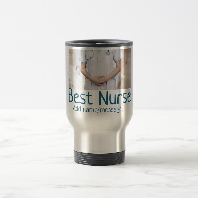 Mug De Voyage Meilleure infirmière ajouter le nom de la photo te (Centre)