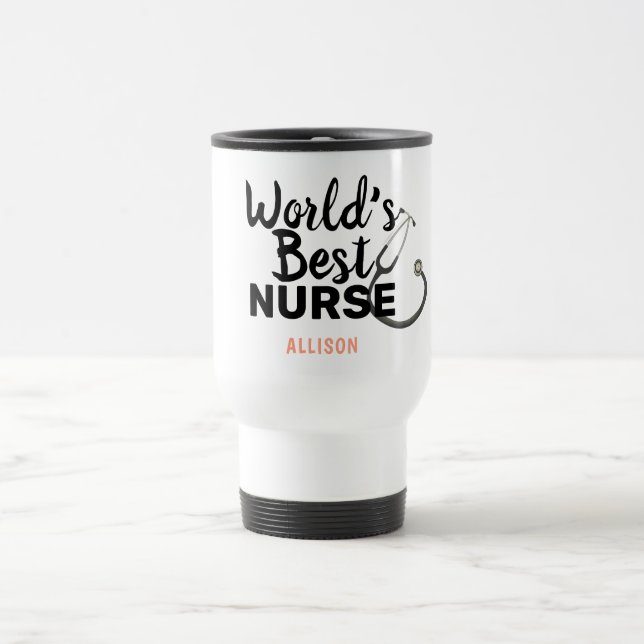 Mug De Voyage Meilleure infirmière Stethoscope rose Personnalisé (Centre)