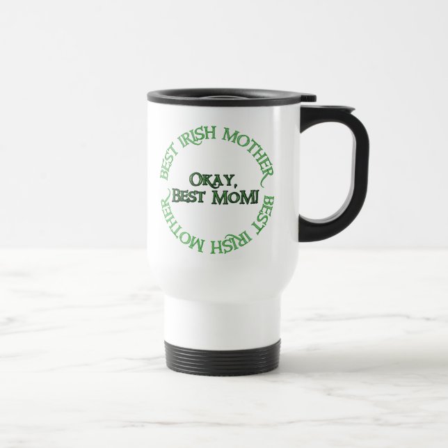 Mug De Voyage Meilleure Irlandaise Mère blanc gauche de la main  (Droite)