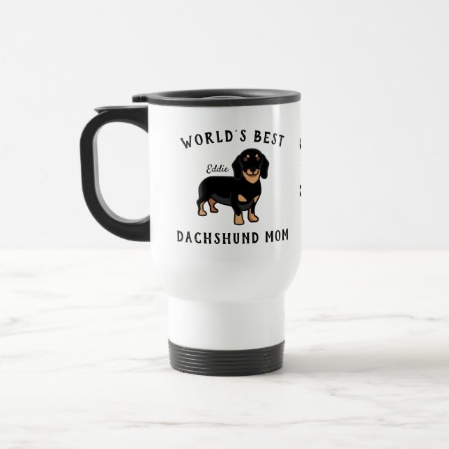 Mug De Voyage Meilleure Maman de Dachshund au Monde Nom de Chien (Gauche)