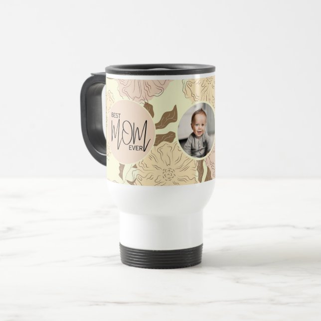 Mug De Voyage Meilleure maman Jamais Floral Motif Photo (Devant gauche)