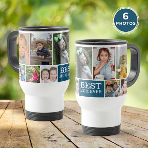 Mug De Voyage Meilleure maman personnalisée bleu 10 photos colla