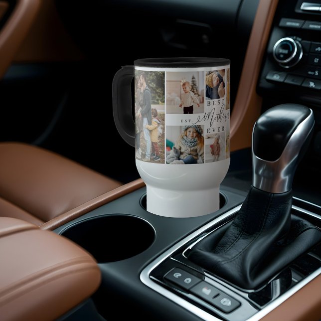 Mug De Voyage Meilleure Mère Jour des Mères Script Photo Collage (Best Mom Ever Script Mother's Day 8 Photo Collage Travel Mug)