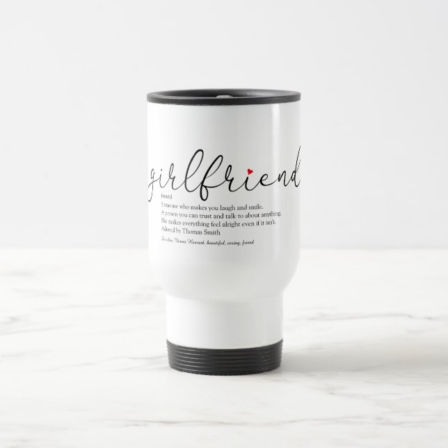 Mug De Voyage Meilleure petite amie définition script cœur d'amo (Centre)