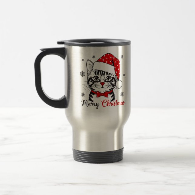 Mug De Voyage Meowy Christmas Café | Amoureux des chats de vacan (Gauche)