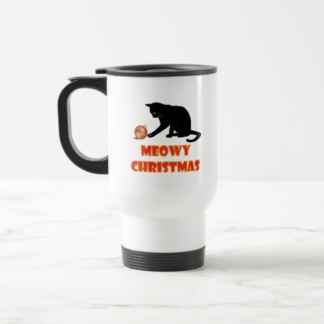 Mug De Voyage Meowy Christmas Funny Chat (Gauche)