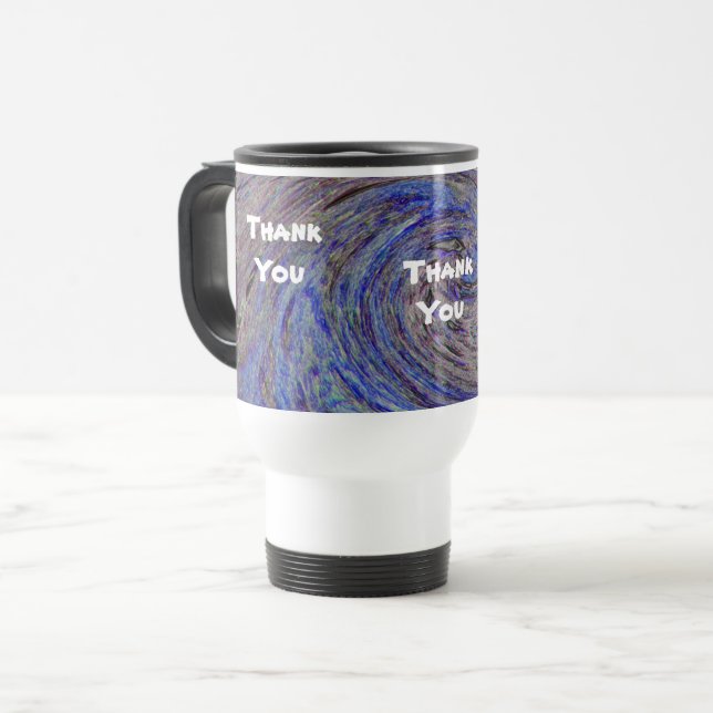 Mug De Voyage Merci Bleu spirale Abstraite Appréciation (Devant gauche)