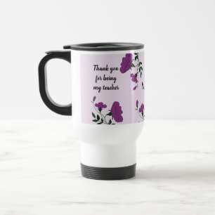 Mug De Voyage Merci Enseignant Purple Appréciation Florale