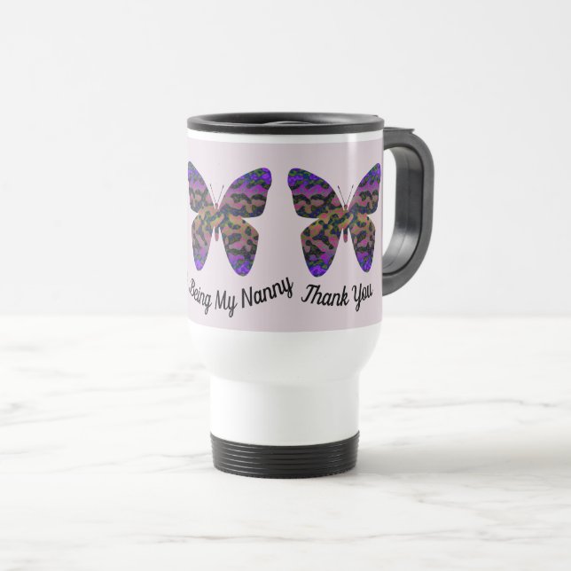 Mug De Voyage Merci Nanny Appréciation Bright Butterfly (Devant droit)
