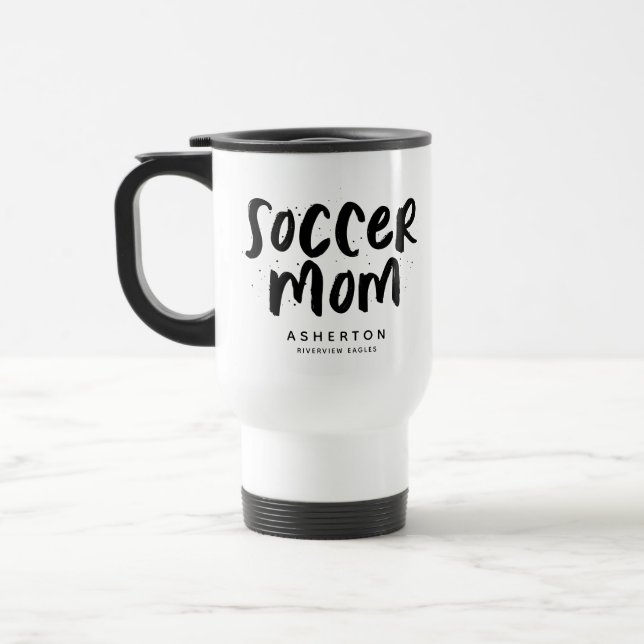 Mug De Voyage Mère de football tendance noir type personnalisé (Gauche)