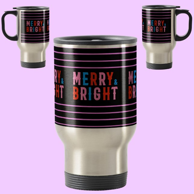 Mug De Voyage Merry & Bright, Joyeux Noël, Cadeau de Noël (Créateur téléchargé)
