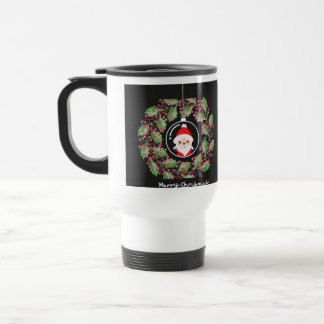 Mug De Voyage Merry Christmas – couronne de houx & Santa