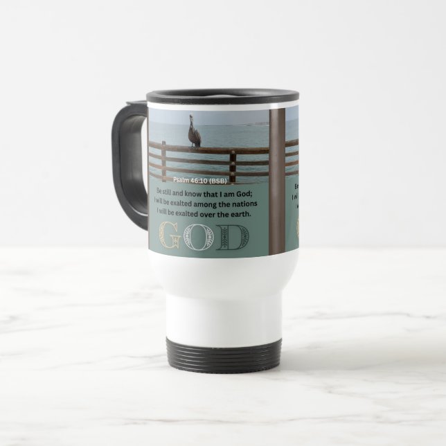 Mug De Voyage Message Psaume - Psaume 46-10 - Blanc (Devant gauche)