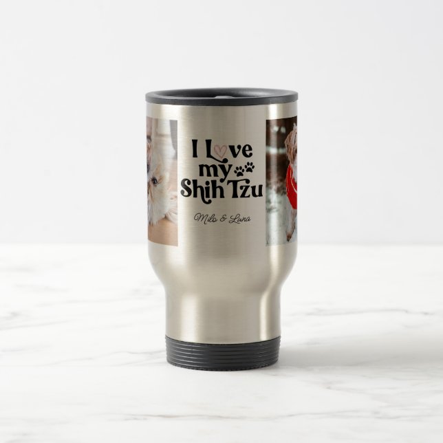 Mug De Voyage Mignon I Love My Shih Tzu 2 Amoureux des chiens ph (Centre)