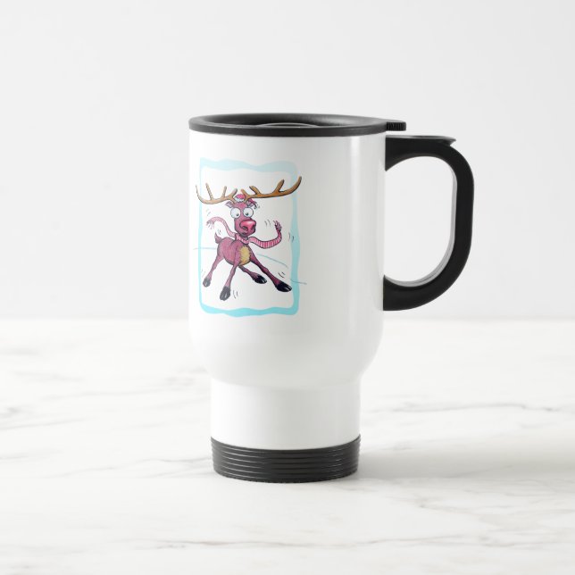 Mug De Voyage Mignonne cerf sur la glace Drôle Noël vacances Car (Droite)