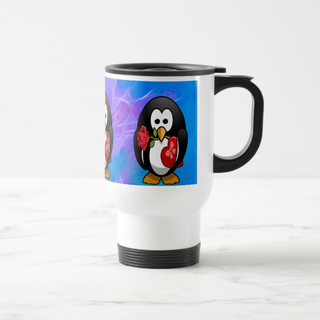 Mug De Voyage Mignonne Saint Valentin Pingouin Drôle Drôle Carto (Droite)