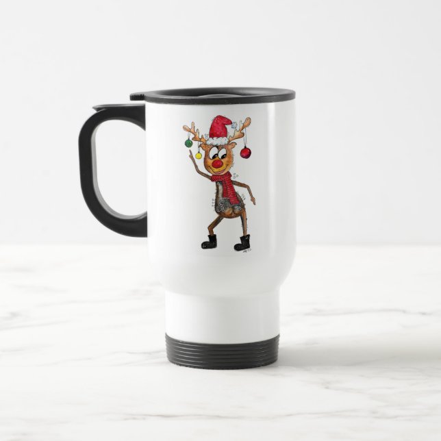 Mug De Voyage Mignonne Whimsical Dancing Christmas Deer (Gauche)