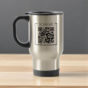 Mug De Voyage Minimaliste Code QR Scan Me Entreprise