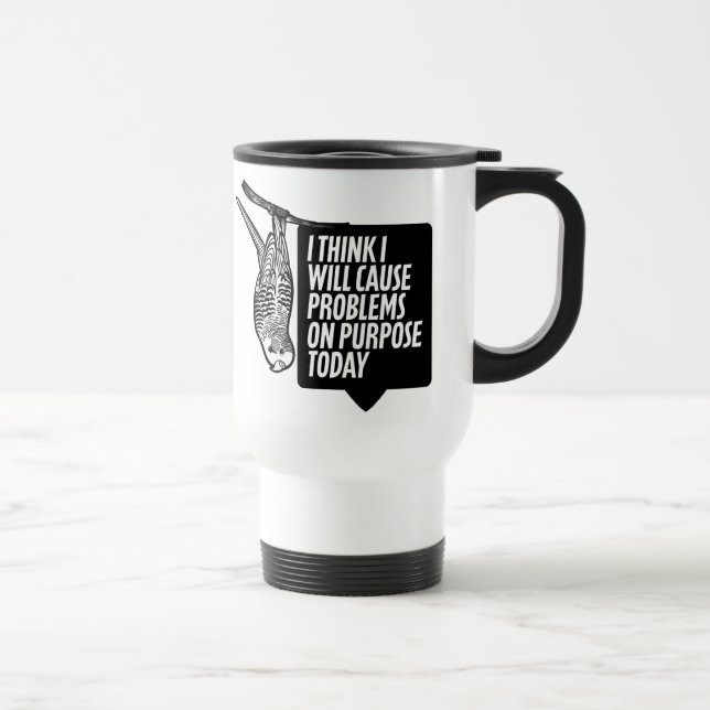 Mug De Voyage Mischievous Budgie | Humour d'oiseaux (Droite)