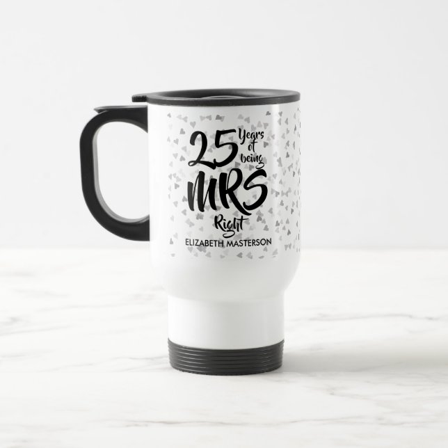 Mug De Voyage Mme Fun 25e anniversaire de mariage argent (Gauche)