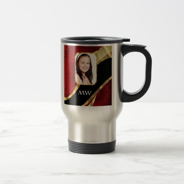 Mug De Voyage Modèle photo damassé rouge (Droit)