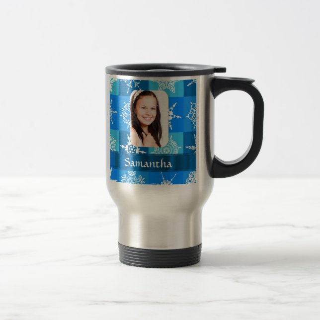 Mug De Voyage Modèle photo de flocon bleu (Droit)
