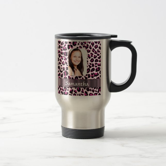 Mug De Voyage Modèle photo empreinte de léopard rose (Droit)
