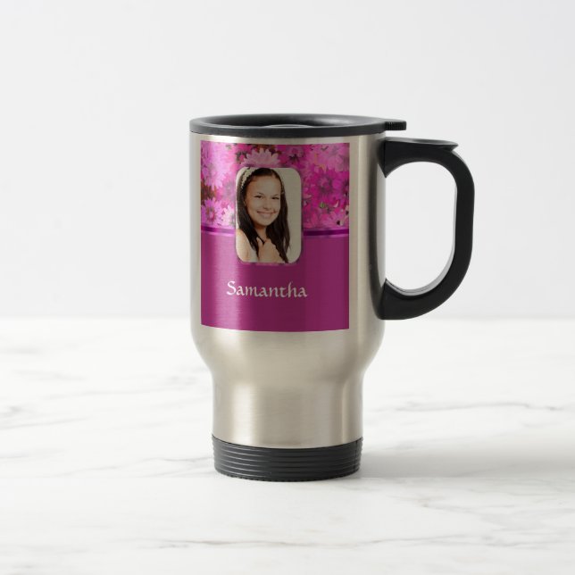 Mug De Voyage Modèle photo floral rose (Droit)