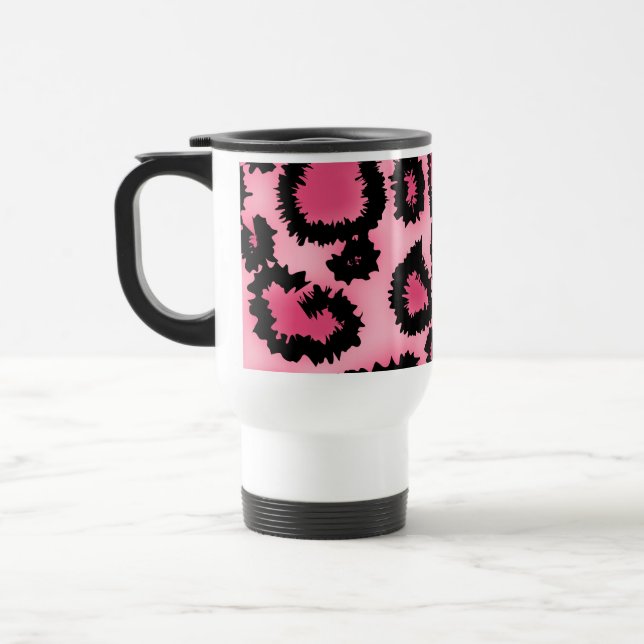 Mug De Voyage Modèle rose et noir d'empreinte de léopard (Gauche)