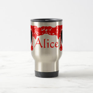 Mug De Voyage Modèle vintage de cadre d'Alice d'amour rouge