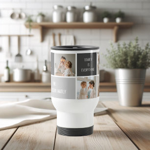 Mug De Voyage Moden 3Collage Photo & Grey Meilleur Cadeau Famili