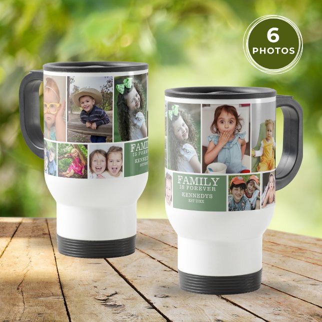 Mug De Voyage Modern Family Is Forever 10 Photo Collage Green (Créateur téléchargé)