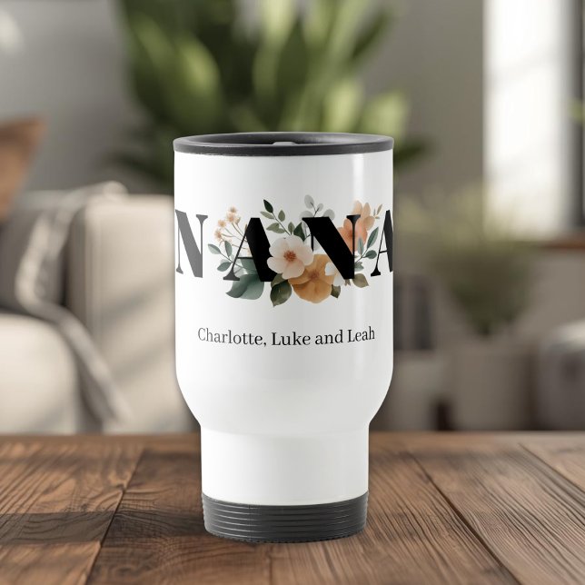 Mug De Voyage Modern Personalized Nana Floral Gift (Créateur téléchargé)