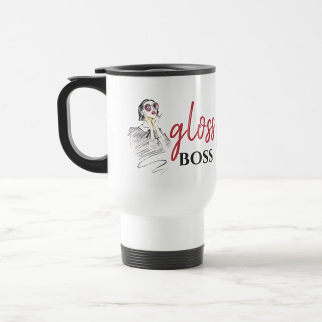 Mug De Voyage Moderne brillant Boss Girl Black Red Funny World A (Gauche)