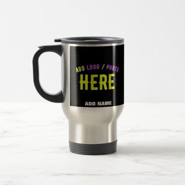 MUG DE VOYAGE MODERNE ET MODERNE PERSONNALISABLE NOIR VÉRIFIÉ (Gauche)