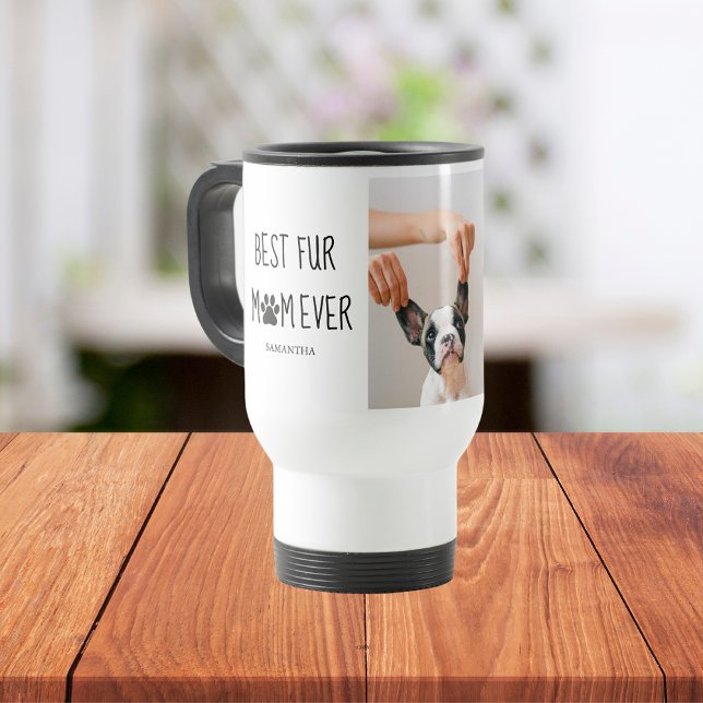 Mug De Voyage Moderne Meilleur Fur Maman | Photo de chien (Créateur téléchargé)