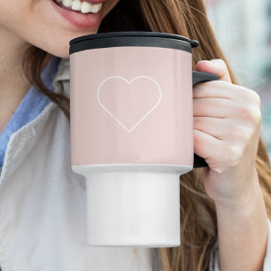 Mug De Voyage Moderne Pastel Rose & Coeur Minimaliste Beau Cadea