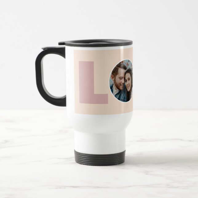 Mug De Voyage Moderne Peach Valentines Love Photo (Gauche)