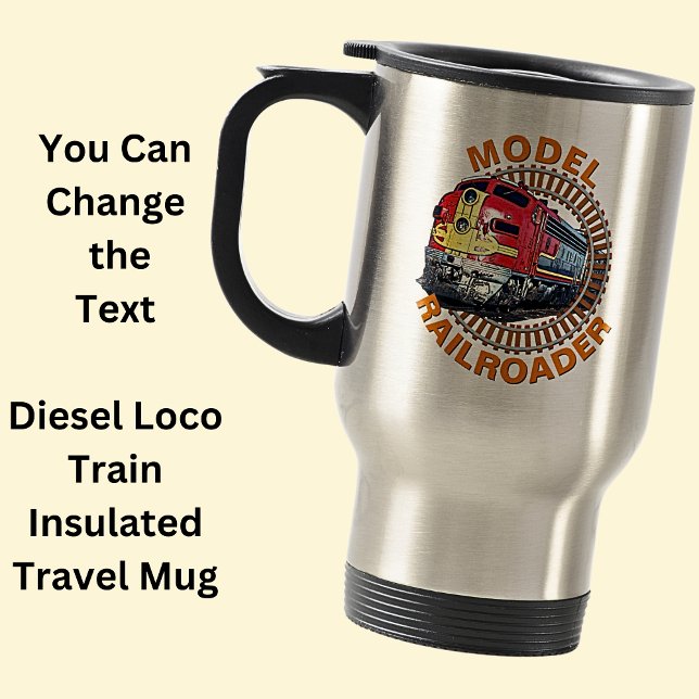 Mug De Voyage Modifier le modèle de texte Railroader Red Yellow  (Créateur téléchargé)