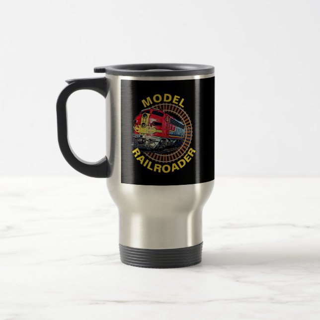 Mug De Voyage Modifier le modèle de texte Railroader Red Yellow  (Gauche)