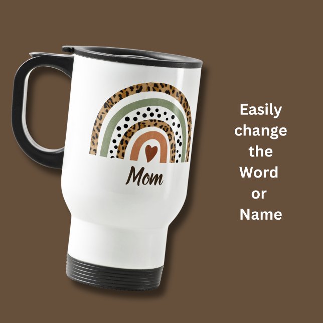 Mug De Voyage Modifier le nom Leopard Spots Imprimer Rainbow Tra (Créateur téléchargé)