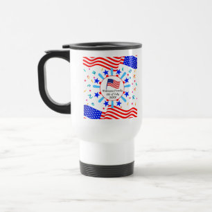 Mug De Voyage Modifier un texte USA Flag Independence Day Nation