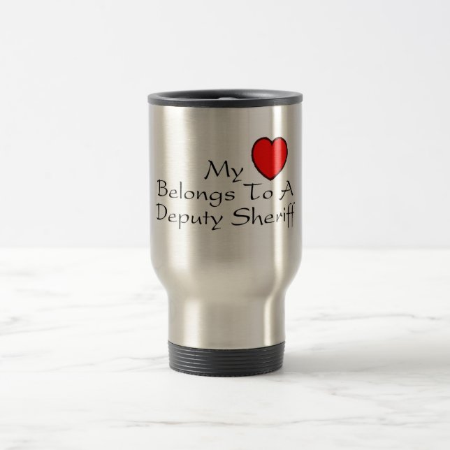 Mug De Voyage Mon coeur appartient à shérif adjoint (Centre)