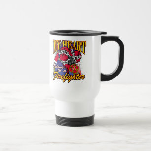 Mug De Voyage Mon coeur appartient à un sapeur-pompier