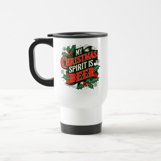 Mug De Voyage Mon esprit de Noël est Bière-89379 (Gauche)