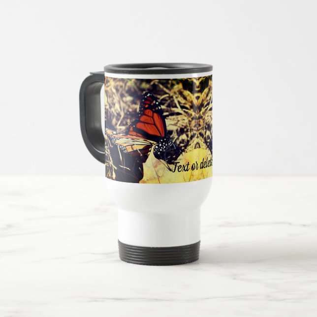 Mug De Voyage Monarque Papillon Nature Personnalisée (Devant gauche)