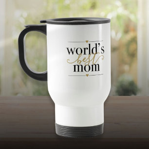 Mug De Voyage Mondes Noir et Or Meilleur Maman Élégante