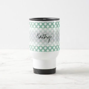 Mug De Voyage Monogram Mint Green Cute Chic Polka Motif