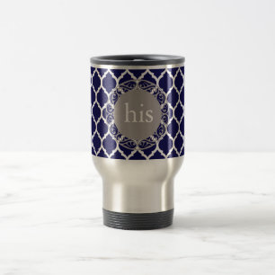 Mug De Voyage Monogramme à motif quatrefeuilles marocain bleu pr